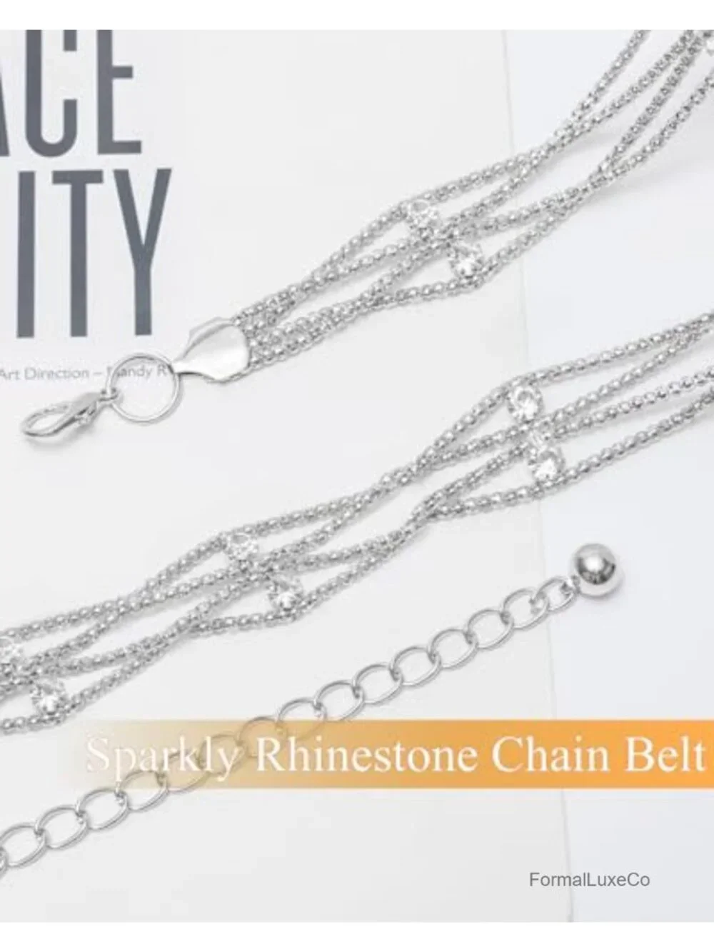 Rhinestone Waist Chain Belt - Sparkly Bling Belt for Dresses - Adjustable